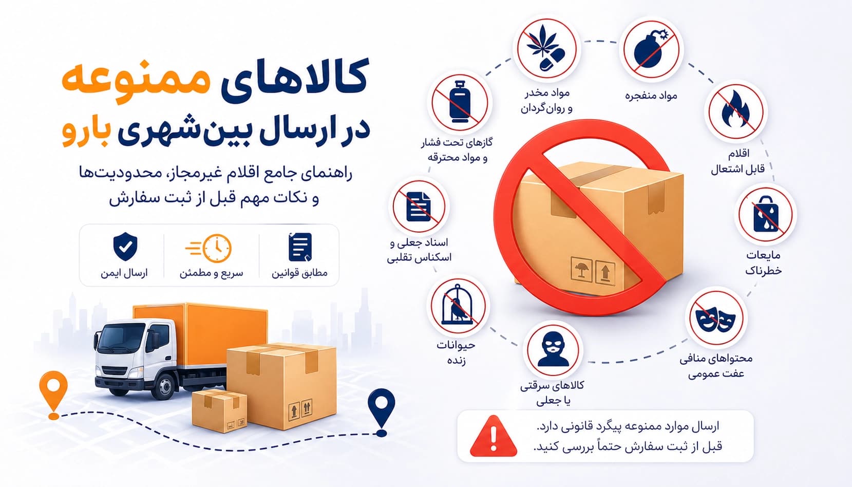 کالاهای ممنوعه در ارسال بین‌شهری بارو